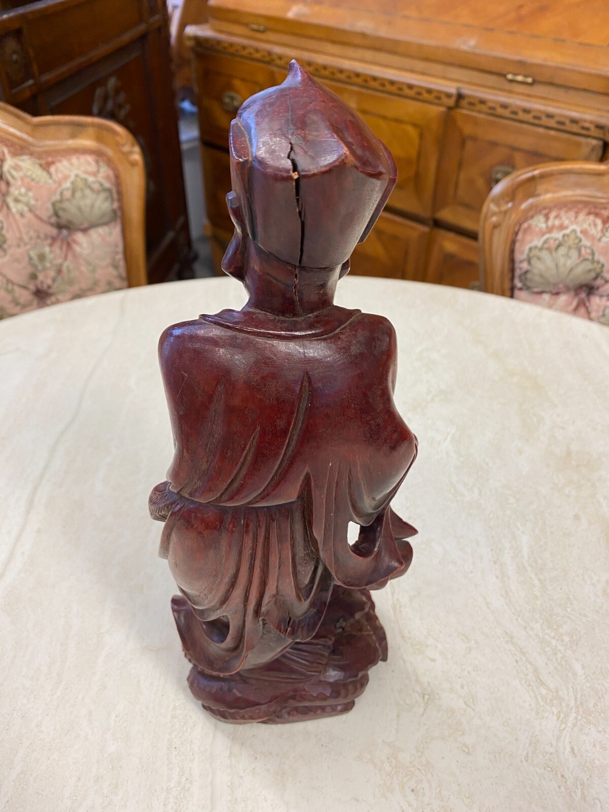 CHINA SKULPTUR AUS HOLZ STEHENDER GELEHRTER 32cm HOCH – Bild 15