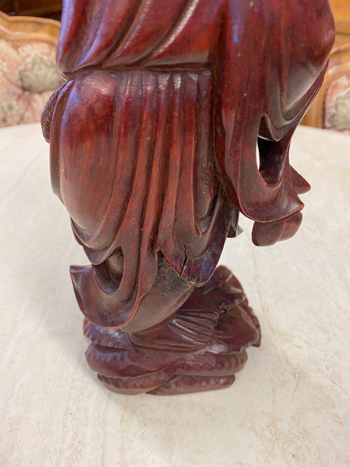 CHINA SKULPTUR AUS HOLZ STEHENDER GELEHRTER 32cm HOCH – Bild 18