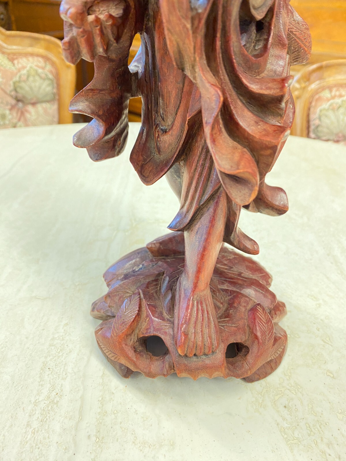 CHINA SKULPTUR AUS HOLZ STEHENDER GELEHRTER 32cm HOCH – Bild 6