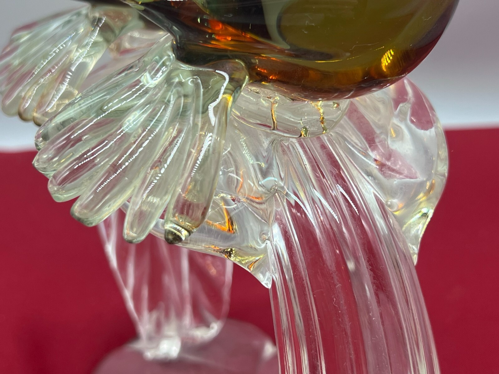 SEHR GROSSE FIGUR AUS GLAS 24cm VÖGEL AUF AST SPATZEN – Bild 12