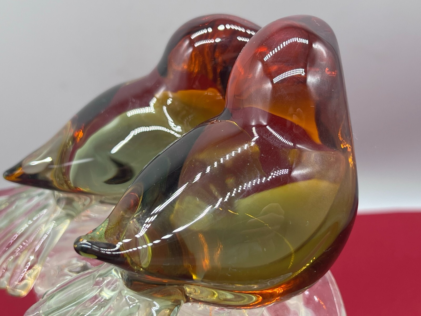 SEHR GROSSE FIGUR AUS GLAS 24cm VÖGEL AUF AST SPATZEN – Bild 13