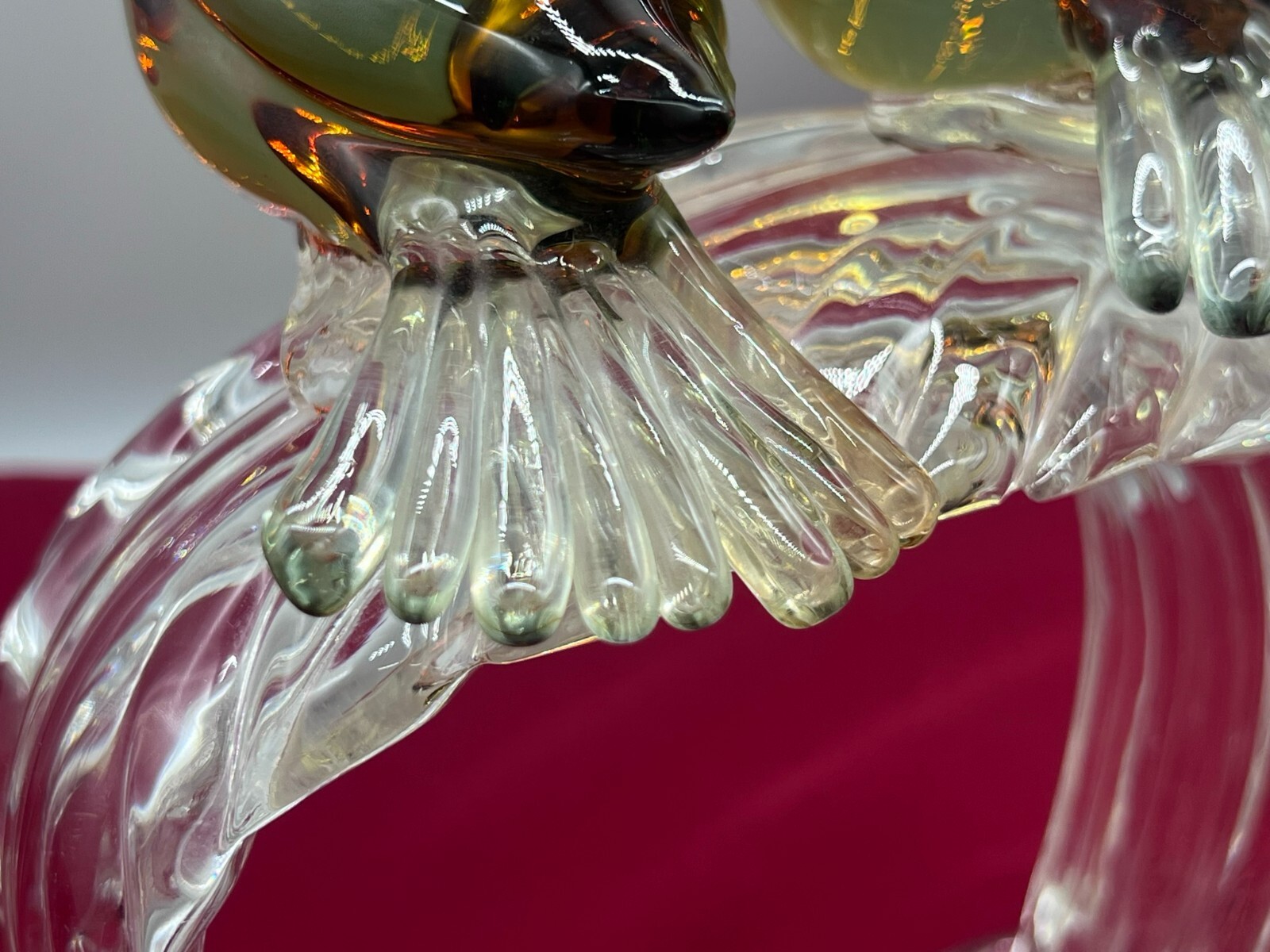 SEHR GROSSE FIGUR AUS GLAS 24cm VÖGEL AUF AST SPATZEN – Bild 14