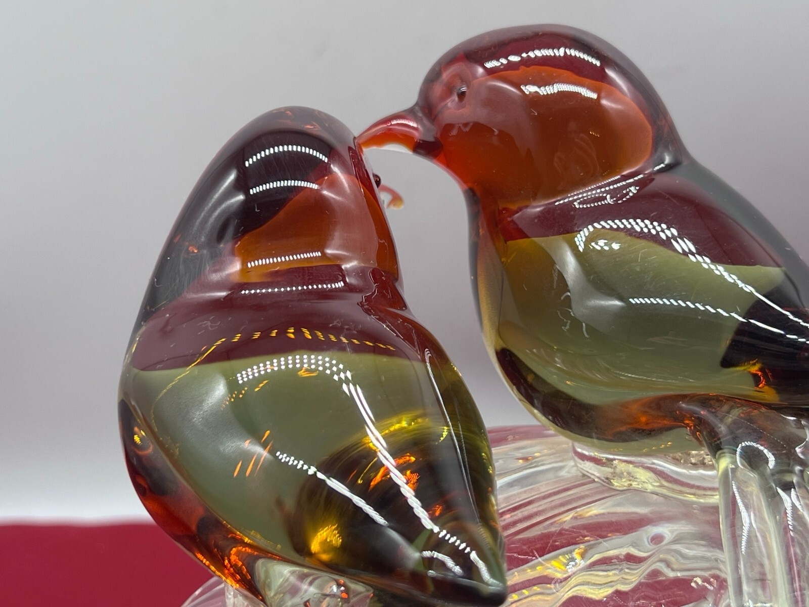 SEHR GROSSE FIGUR AUS GLAS 24cm VÖGEL AUF AST SPATZEN – Bild 15
