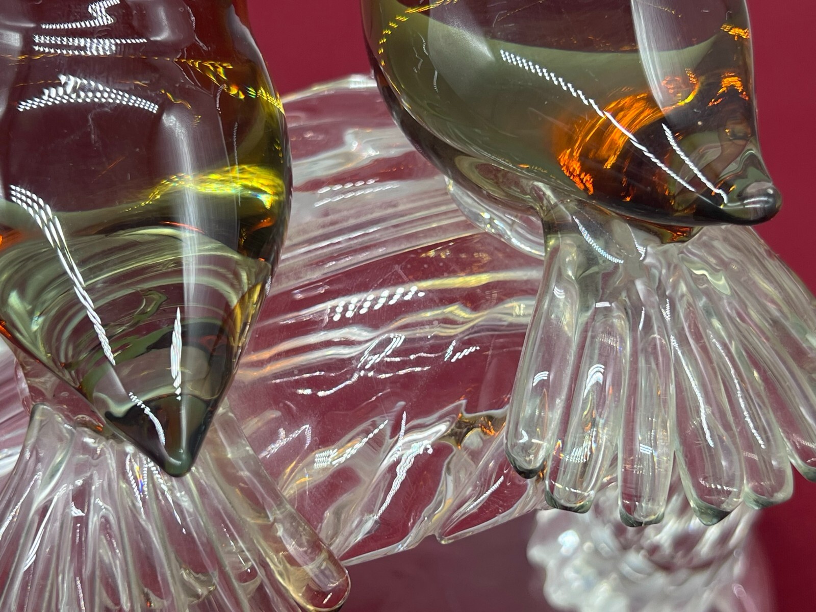 SEHR GROSSE FIGUR AUS GLAS 24cm VÖGEL AUF AST SPATZEN – Bild 17