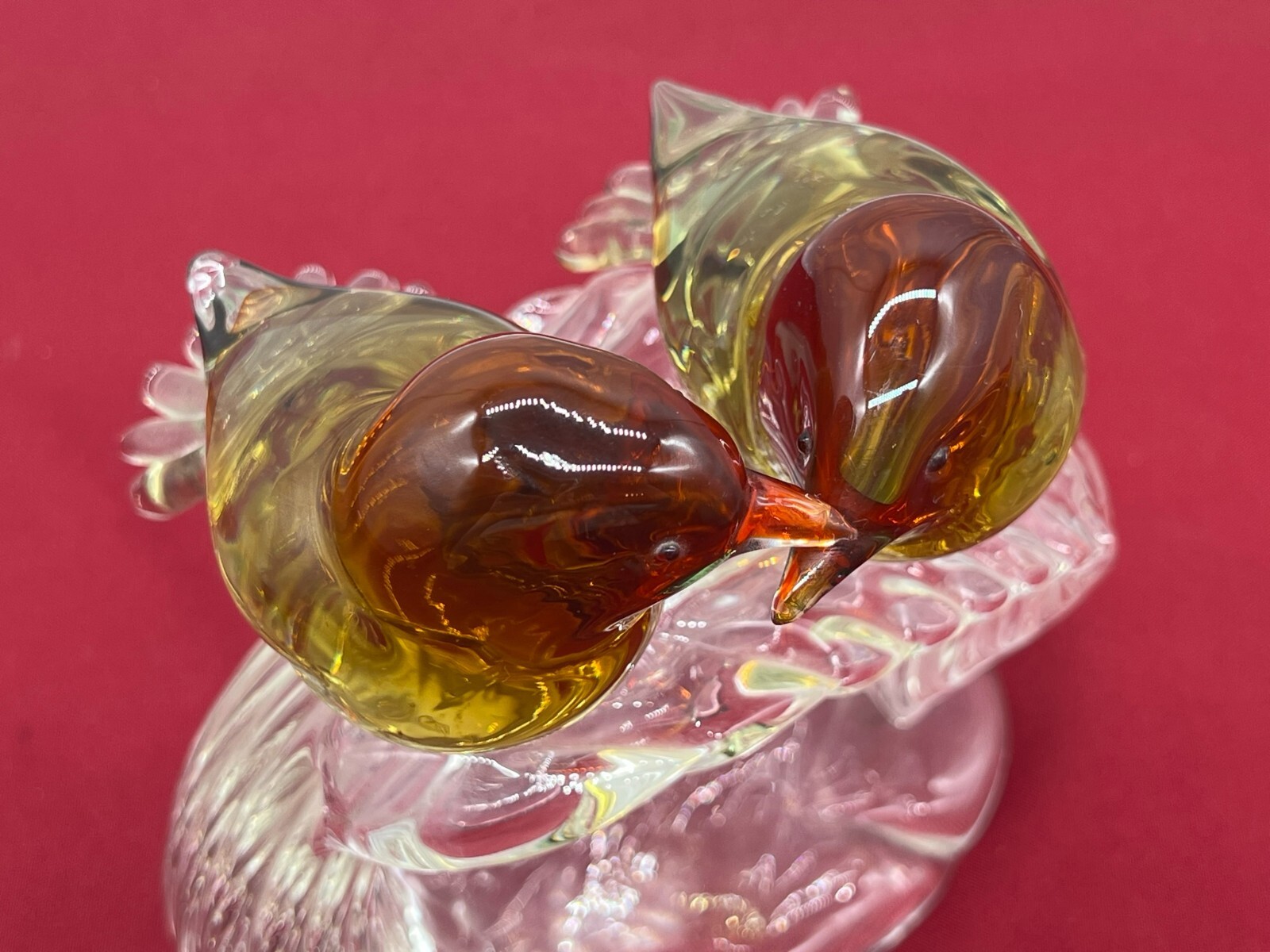 SEHR GROSSE FIGUR AUS GLAS 24cm VÖGEL AUF AST SPATZEN – Bild 19