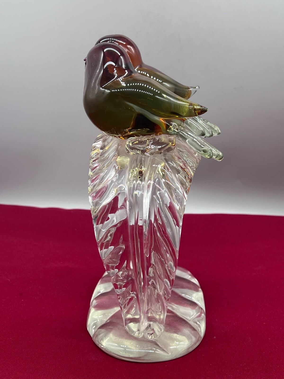 SEHR GROSSE FIGUR AUS GLAS 24cm VÖGEL AUF AST SPATZEN – Bild 3