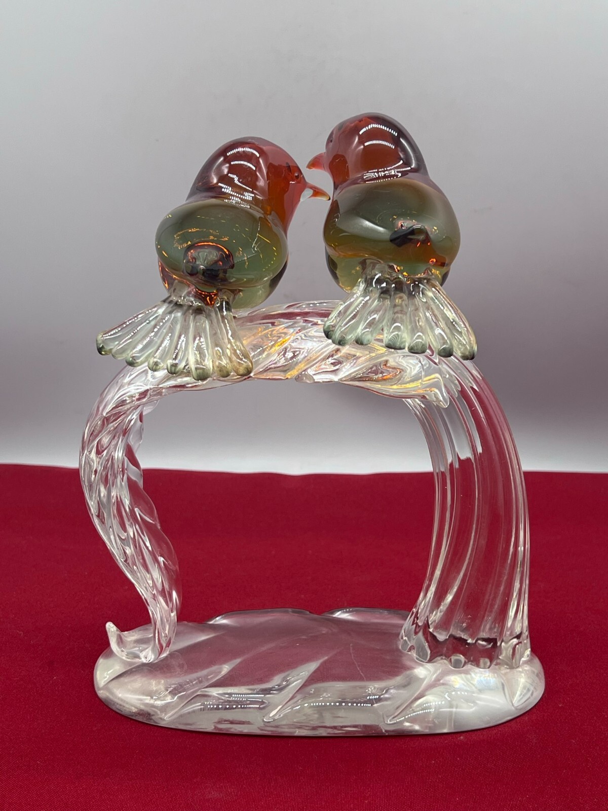 SEHR GROSSE FIGUR AUS GLAS 24cm VÖGEL AUF AST SPATZEN – Bild 4