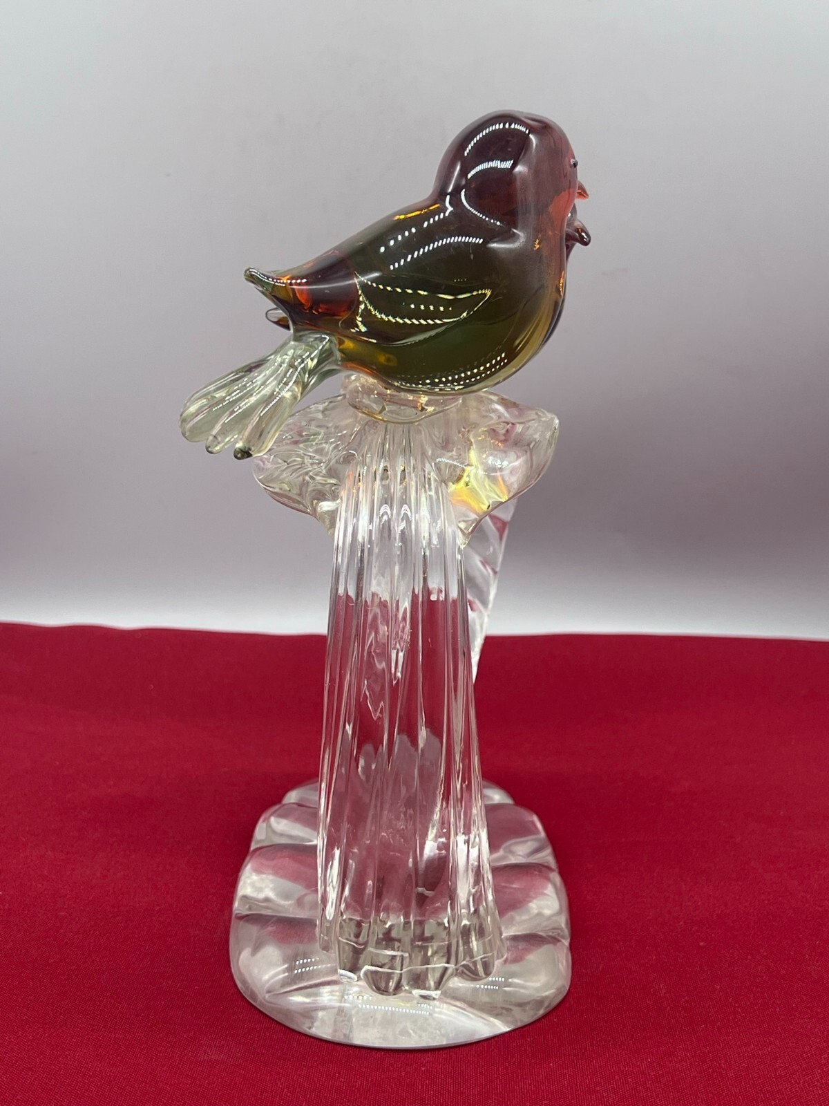 SEHR GROSSE FIGUR AUS GLAS 24cm VÖGEL AUF AST SPATZEN – Bild 5