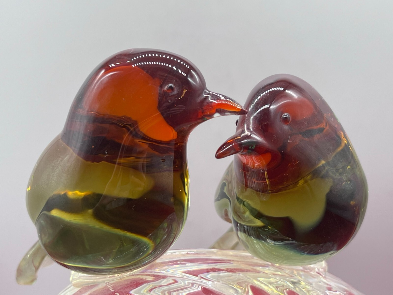 SEHR GROSSE FIGUR AUS GLAS 24cm VÖGEL AUF AST SPATZEN – Bild 6