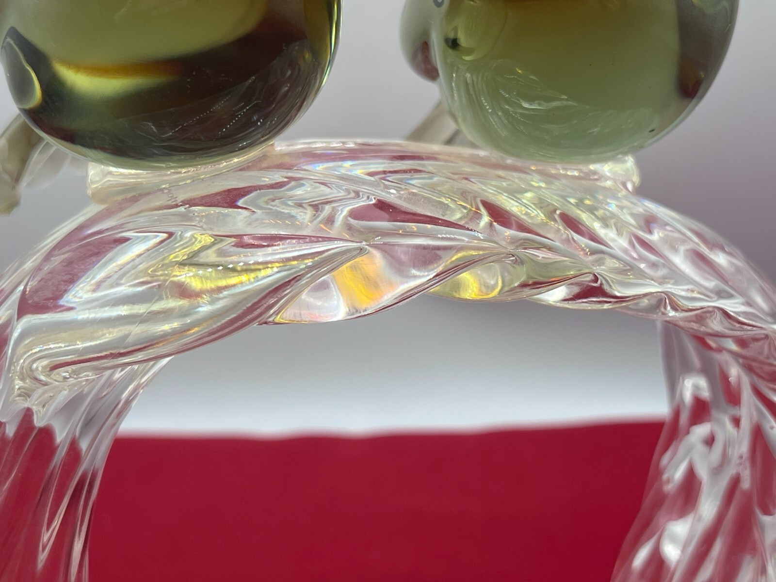 SEHR GROSSE FIGUR AUS GLAS 24cm VÖGEL AUF AST SPATZEN – Bild 7
