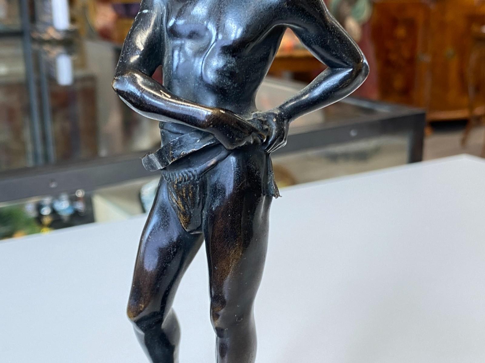 Julius Paul SCHMIDT-FELLING (1835-1920) BRONZE SKULPTUR JUNGER KÄMPFER AKT – Bild 7