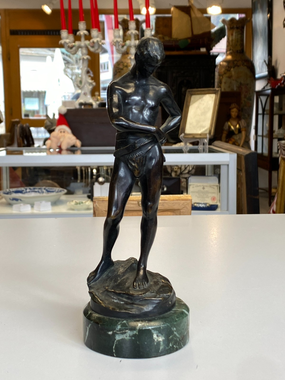 Julius Paul SCHMIDT-FELLING (1835-1920) BRONZE SKULPTUR JUNGER KÄMPFER AKT