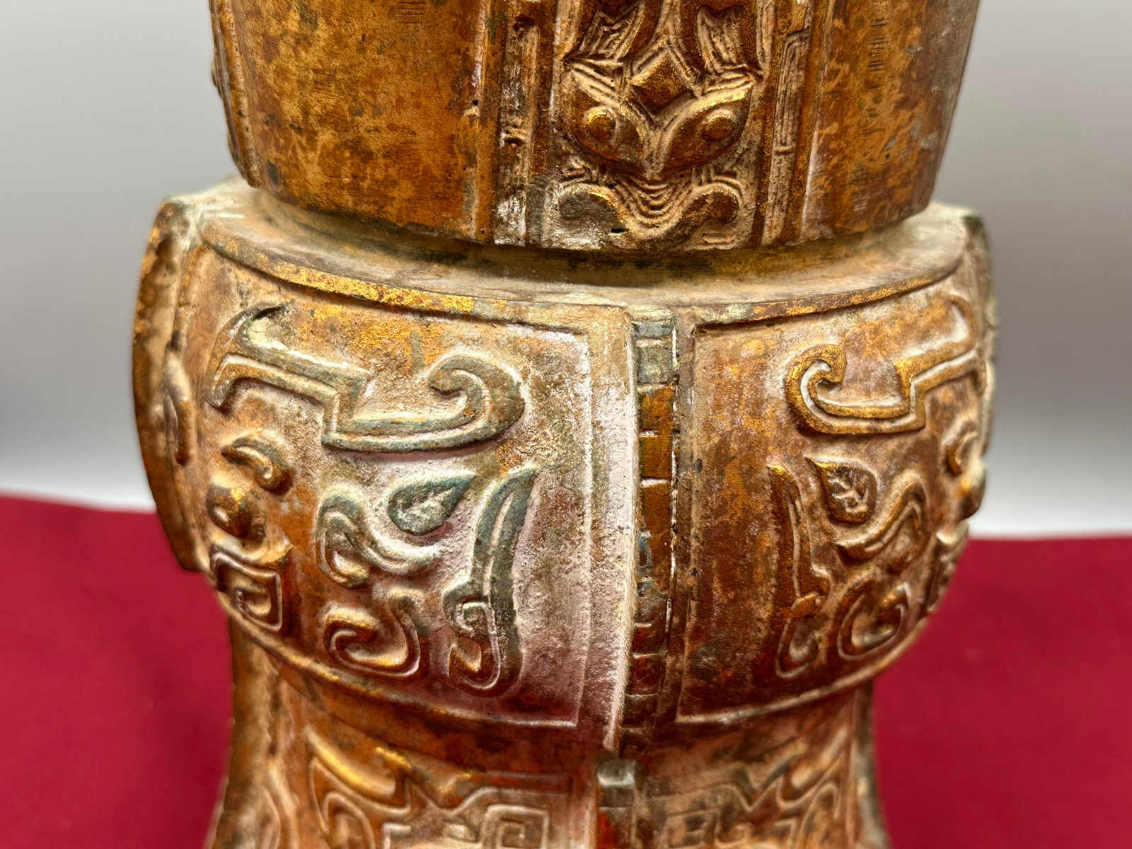 ANTIKE GROSSE VASE GEFÄSS JAPAN 19 TES JHDT BRONZE VERGOLDET 31,5cm – Bild 4