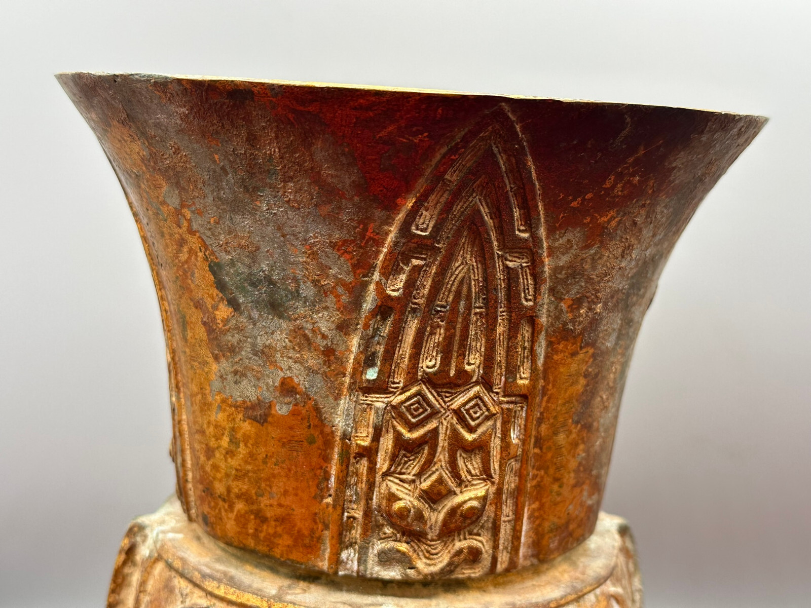 ANTIKE GROSSE VASE GEFÄSS JAPAN 19 TES JHDT BRONZE VERGOLDET 31,5cm – Bild 5