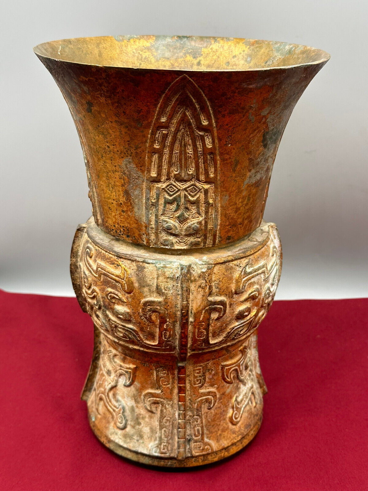 ANTIKE GROSSE VASE GEFÄSS JAPAN 19 TES JHDT BRONZE VERGOLDET 31,5cm – Bild 7