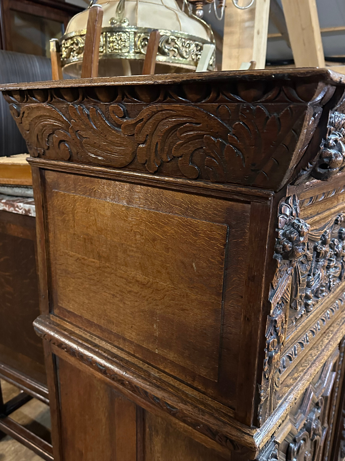 ANTIKER RENAISSANCE SCHRANK HOLLAND 17/18 TES JHDT PRUNKSCHNITZWERK LÖWENKÖPFE – Bild 11