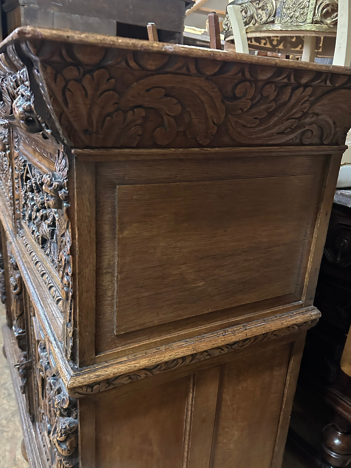 ANTIKER RENAISSANCE SCHRANK HOLLAND 17/18 TES JHDT PRUNKSCHNITZWERK LÖWENKÖPFE – Bild 14