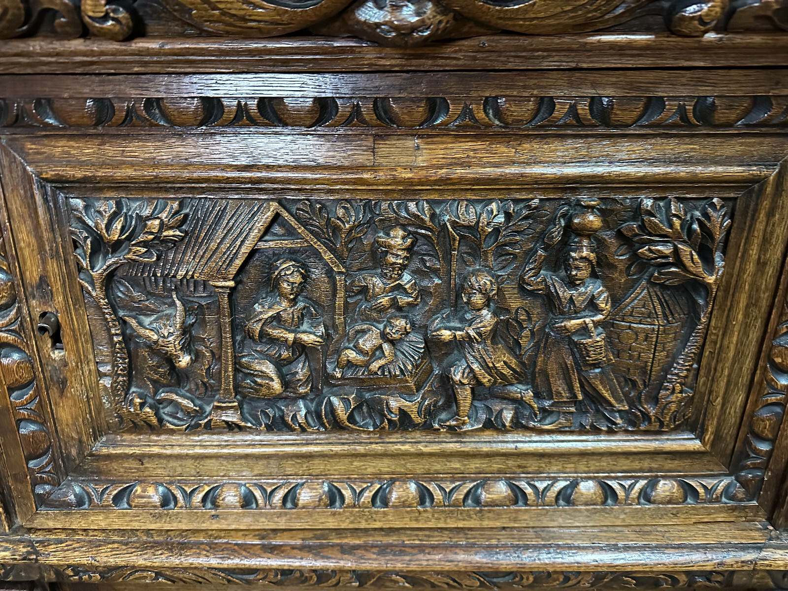 ANTIKER RENAISSANCE SCHRANK HOLLAND 17/18 TES JHDT PRUNKSCHNITZWERK LÖWENKÖPFE – Bild 4