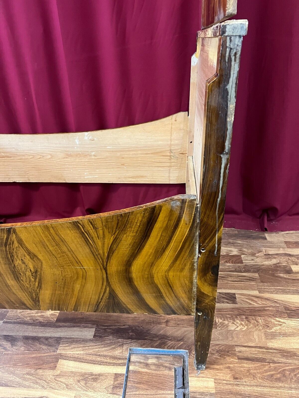 IRSCHENBERGER BETT BETTGESTELL ANTIK UM 1820 HOLZ HANDBEMALT HEILIGEN BILDER – Bild 12