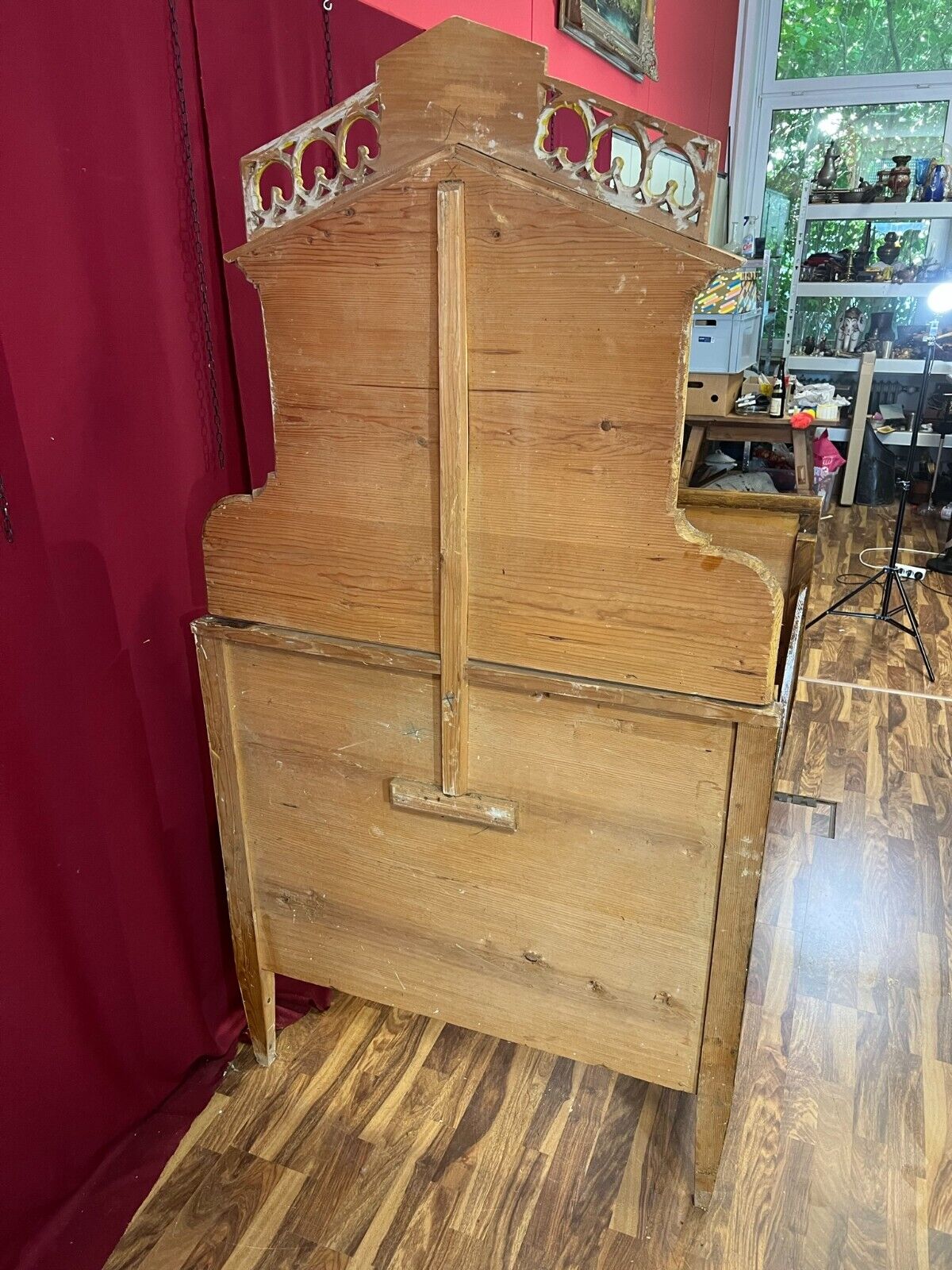 IRSCHENBERGER BETT BETTGESTELL ANTIK UM 1820 HOLZ HANDBEMALT HEILIGEN BILDER – Bild 8