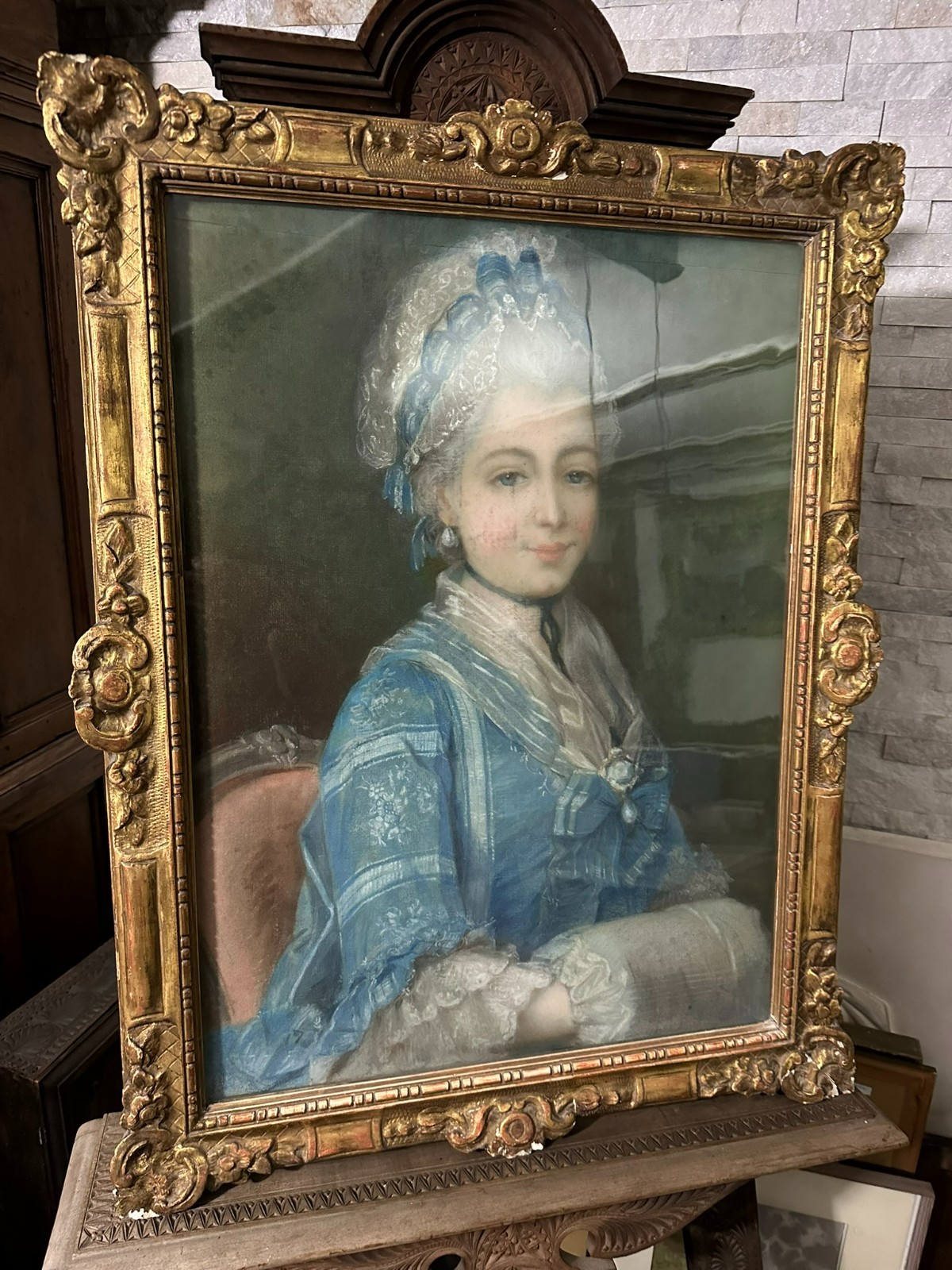 GROSSE PASTELL ZEICHNUNG PORTRAIT EINER DAME FRANKREICH 19 TES JHDT ORIGINAL
