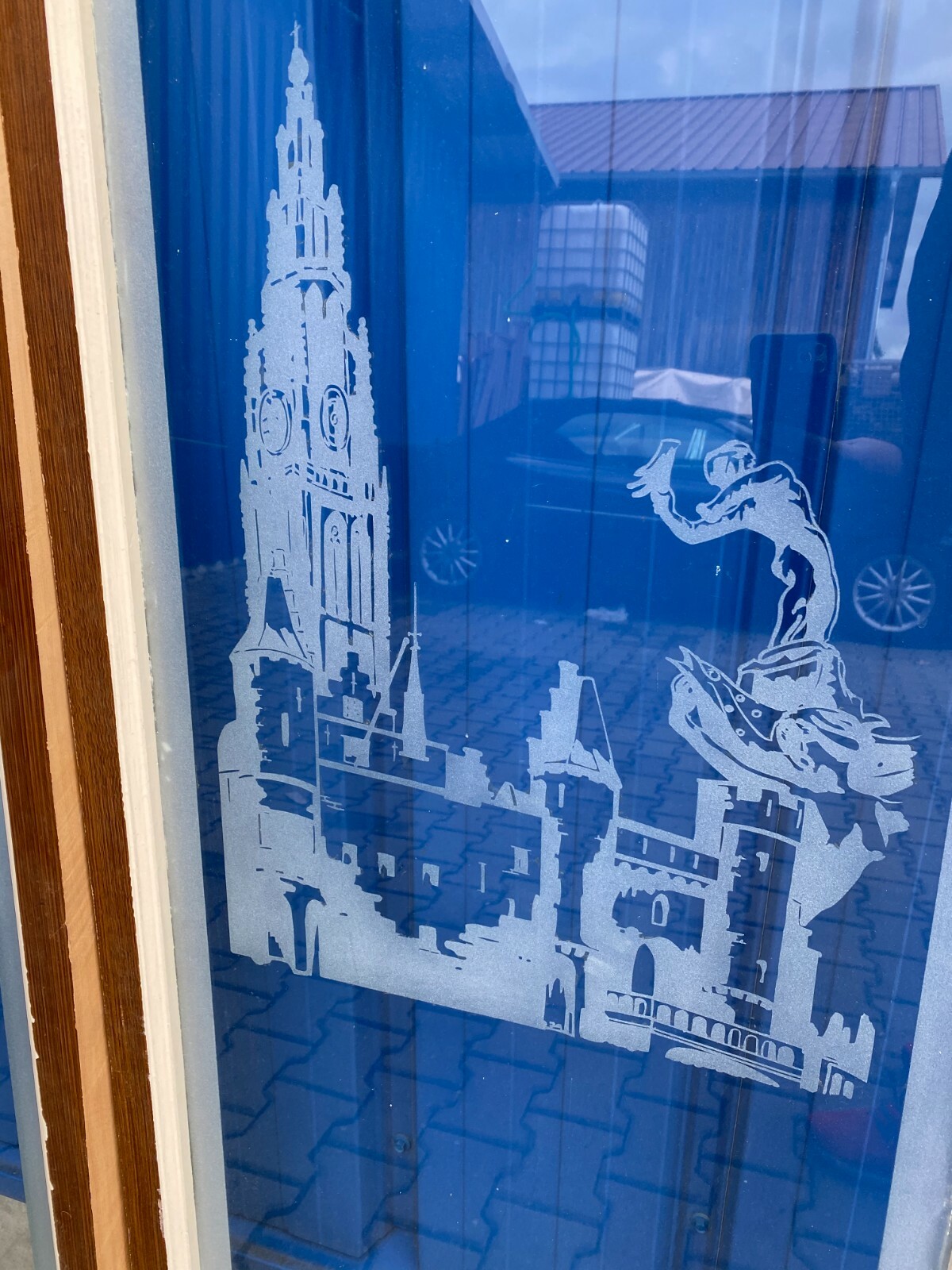 2x ANTIKE GLASSCHEIBE FENSTER ORIGINAL UM 1910 JUGENDSTIL PAAR SCHEIBEN AUS GLAS – Bild 3