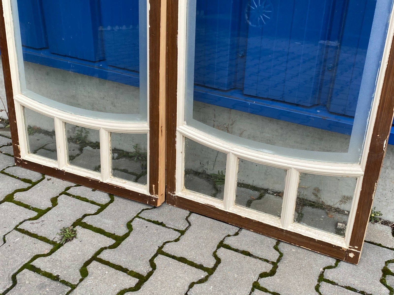 2x ANTIKE GLASSCHEIBE FENSTER ORIGINAL UM 1910 JUGENDSTIL PAAR SCHEIBEN AUS GLAS – Bild 7