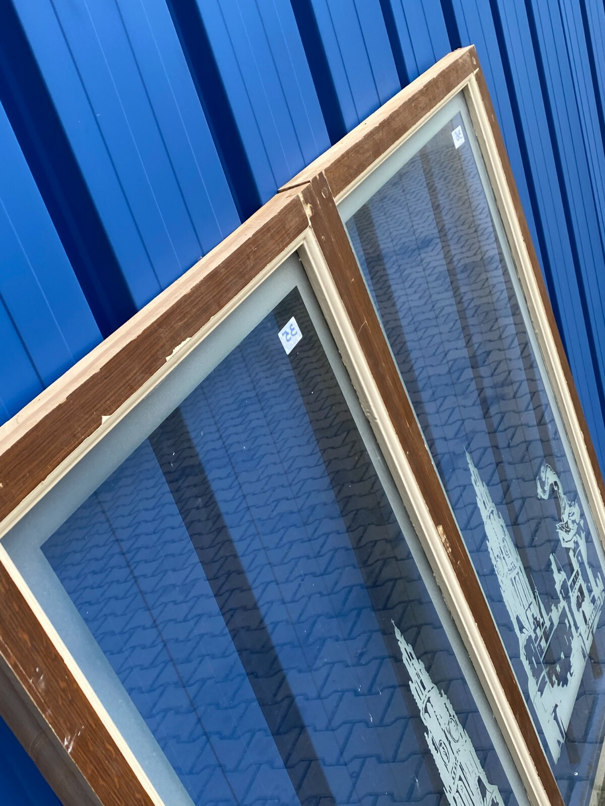 2x ANTIKE GLASSCHEIBE FENSTER ORIGINAL UM 1910 JUGENDSTIL PAAR SCHEIBEN AUS GLAS – Bild 9