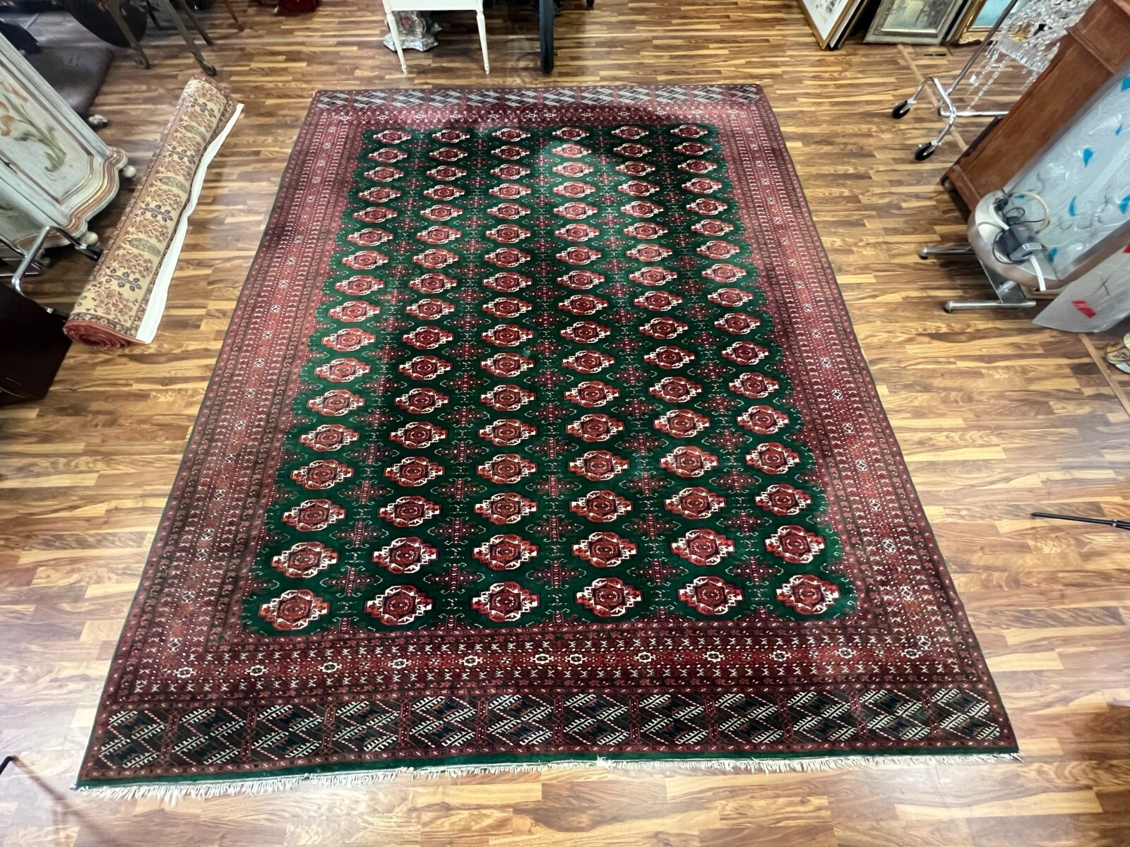 GROSSER TURKMEN TEPPICH AUS WOLLE HANDGEKNÜPFT ORIENTTEPPICH 380x310cm – Bild 3