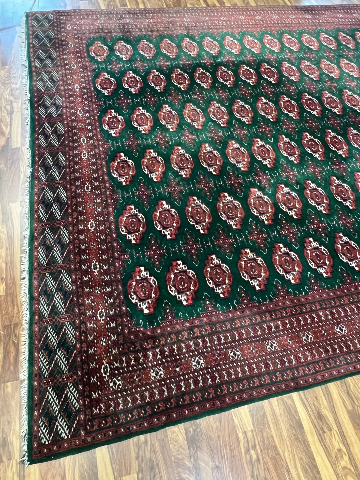 GROSSER TURKMEN TEPPICH AUS WOLLE HANDGEKNÜPFT ORIENTTEPPICH 380x310cm – Bild 5