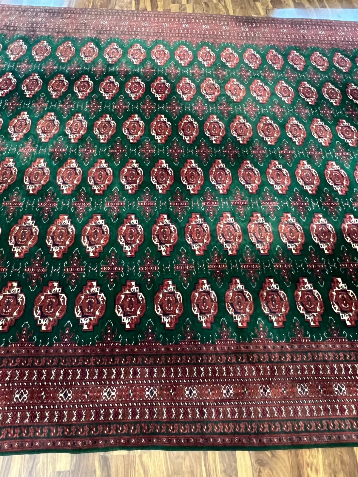 GROSSER TURKMEN TEPPICH AUS WOLLE HANDGEKNÜPFT ORIENTTEPPICH 380x310cm
