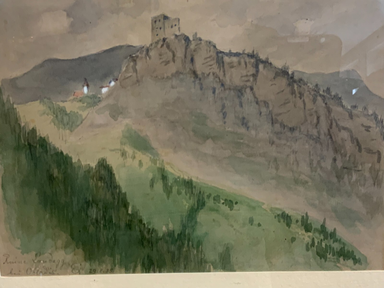 AQUARELL RUINE LANDEGG VON OTTO SEITZ (1846-1912)