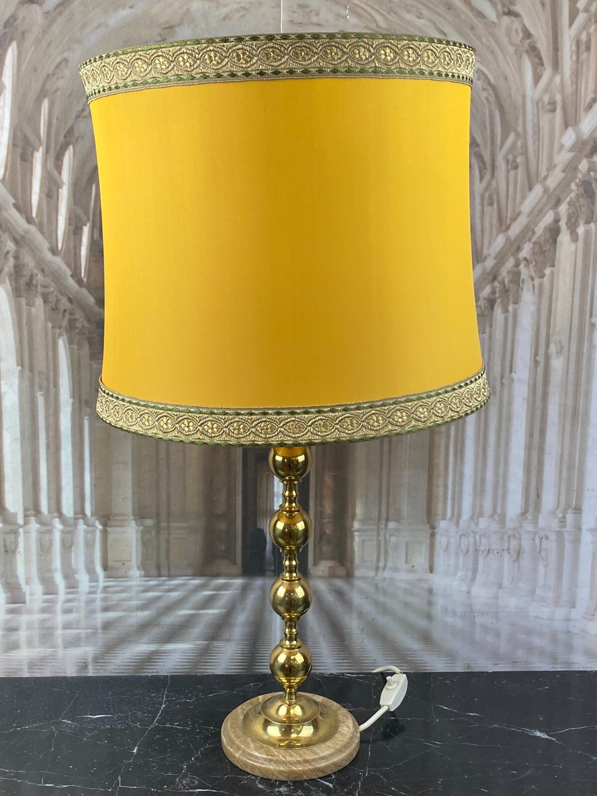 VINTAGE TISCHLAMPE FUSS AUS MESSING UND ONYX – Bild 3