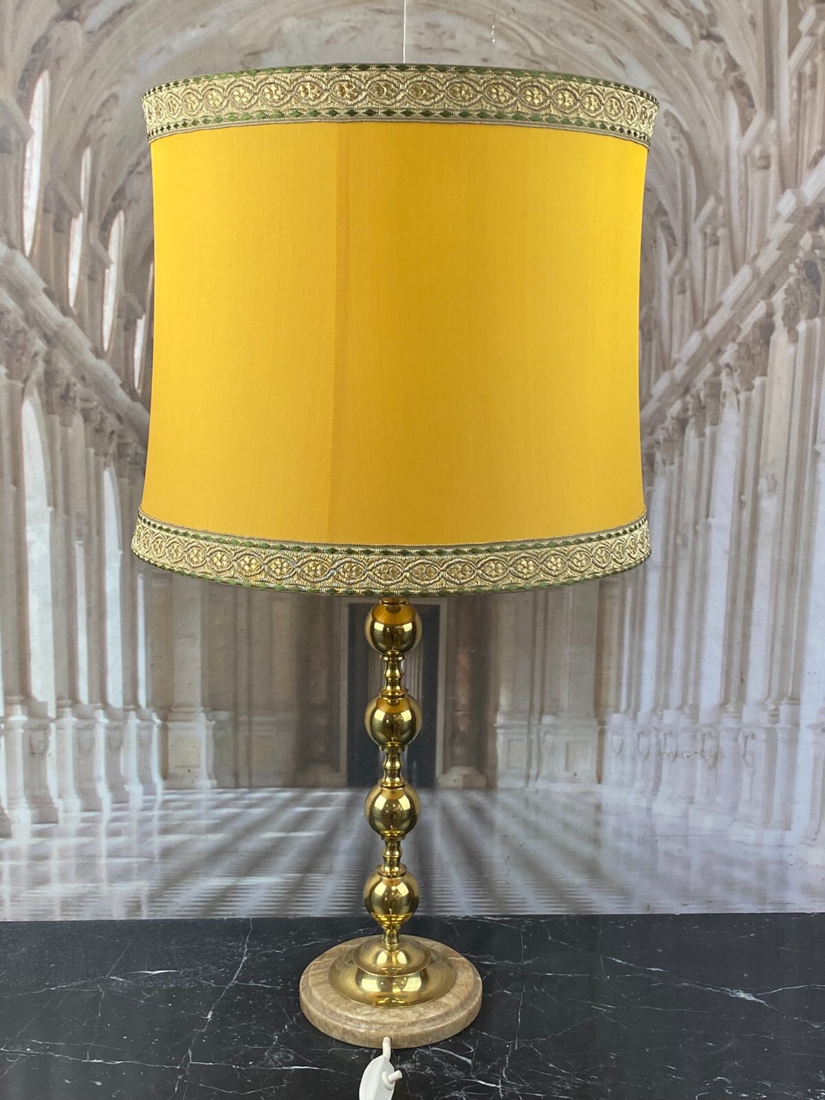 VINTAGE TISCHLAMPE FUSS AUS MESSING UND ONYX – Bild 5
