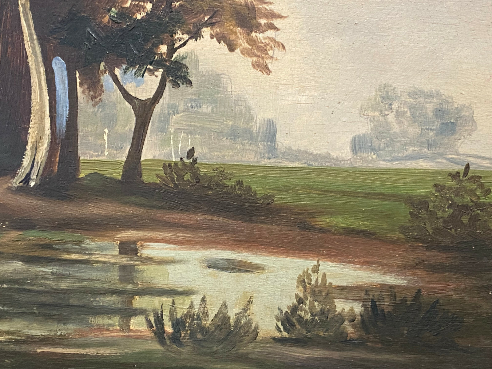 ÖL GEMÄLDE LANDSCHAFT KÜHE AM WEIHER SIGNIERT F. LASSEE ABMESSUNGEN 62x52cm – Bild 6