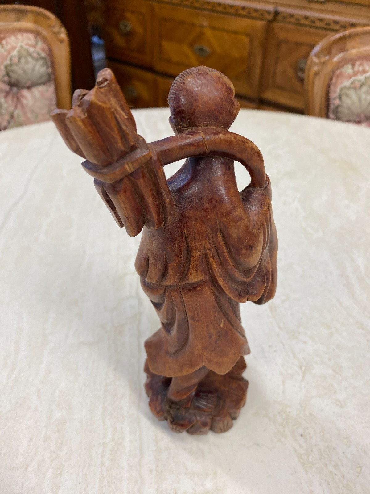 CHINA SKULPTUR AUS HOLZ BAUER 21cm HOCH – Bild 13
