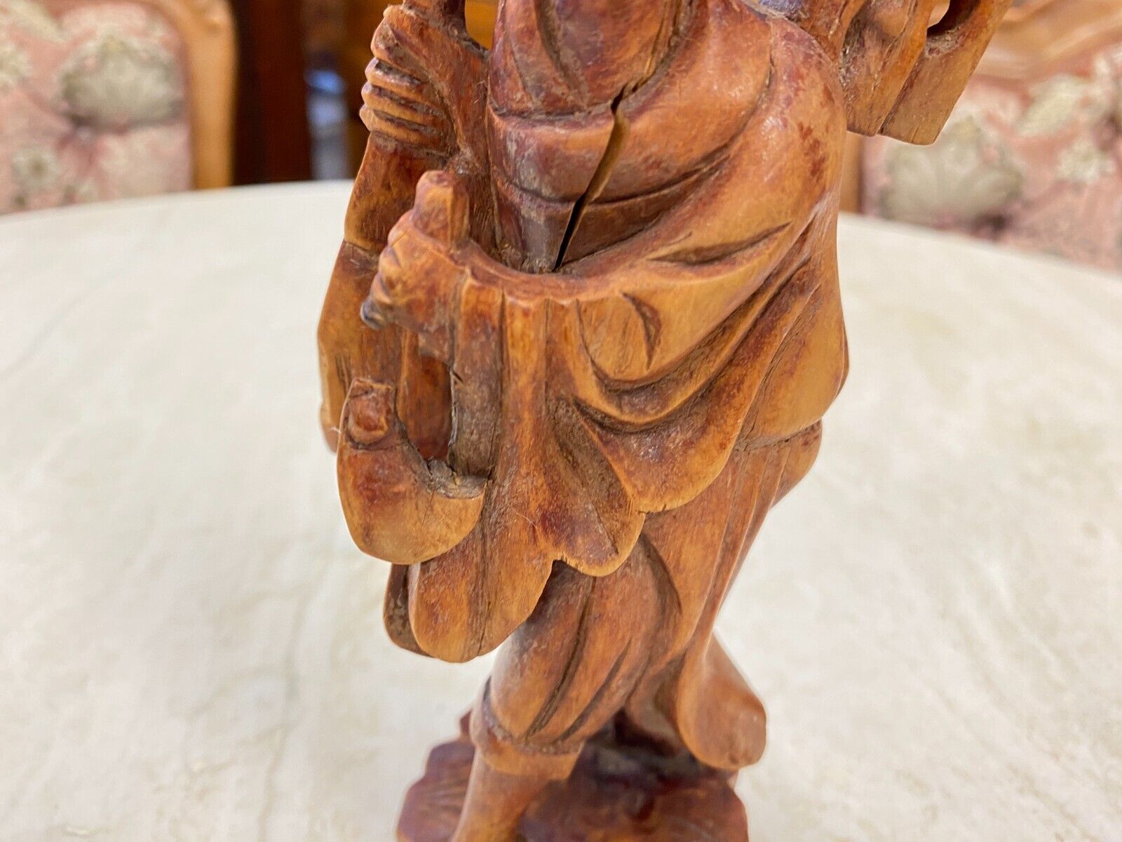 CHINA SKULPTUR AUS HOLZ BAUER 21cm HOCH – Bild 5