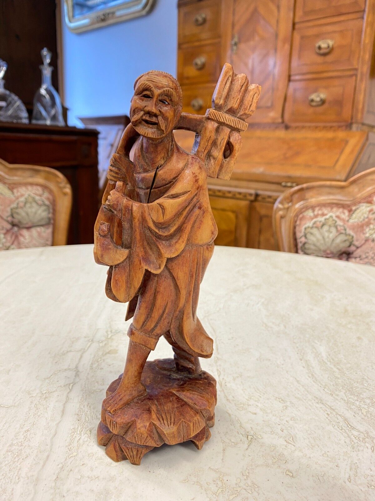CHINA SKULPTUR AUS HOLZ BAUER 21cm HOCH