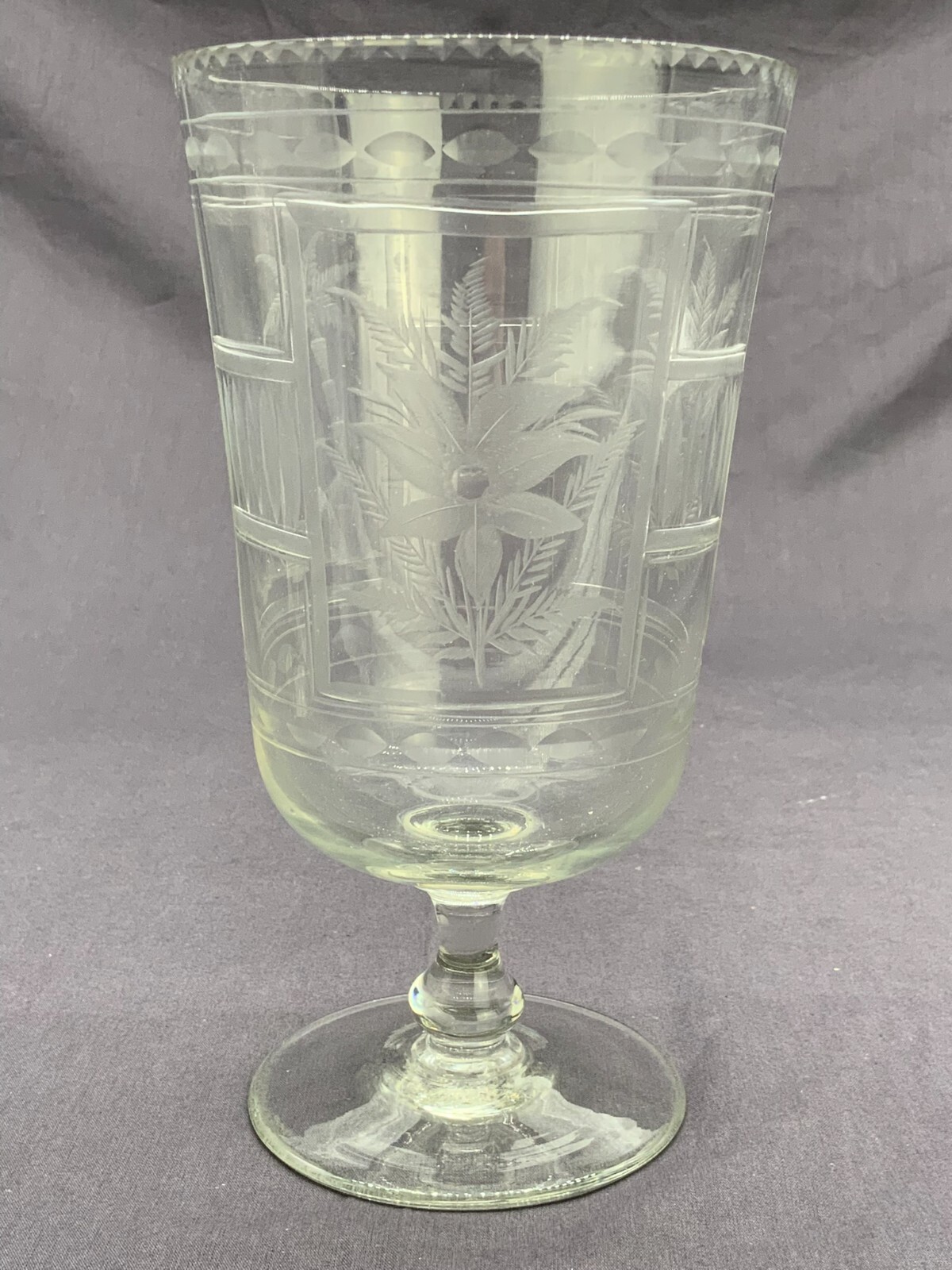 ANTIKES PRUNKGLAS GLAS VASE 20cm HOCH FEINES SCHLEIFDEKOR – Bild 3