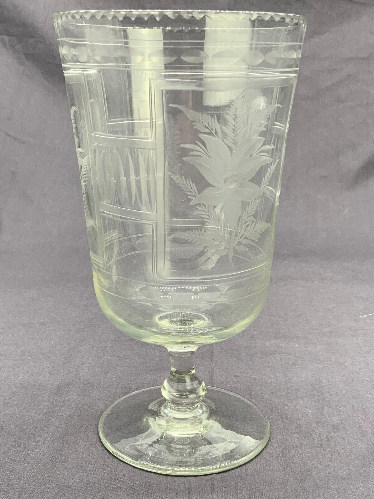 ANTIKES PRUNKGLAS GLAS VASE 20cm HOCH FEINES SCHLEIFDEKOR – Bild 4