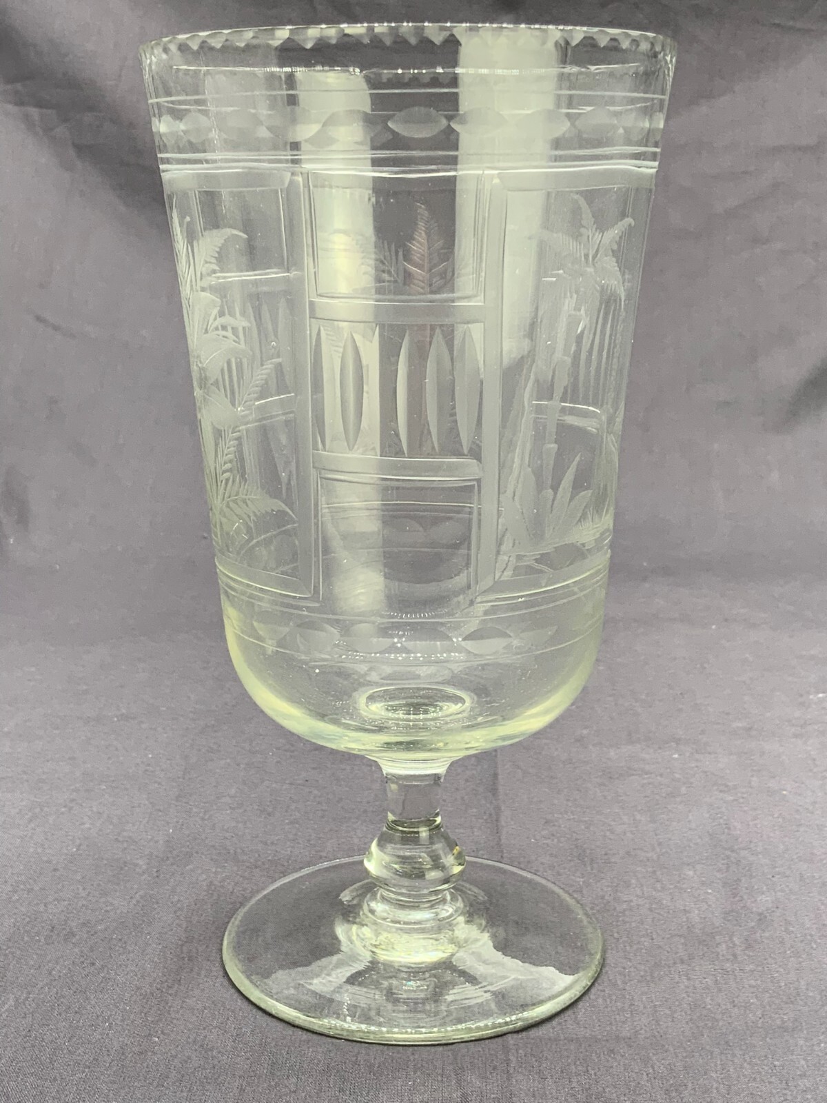 ANTIKES PRUNKGLAS GLAS VASE 20cm HOCH FEINES SCHLEIFDEKOR – Bild 5