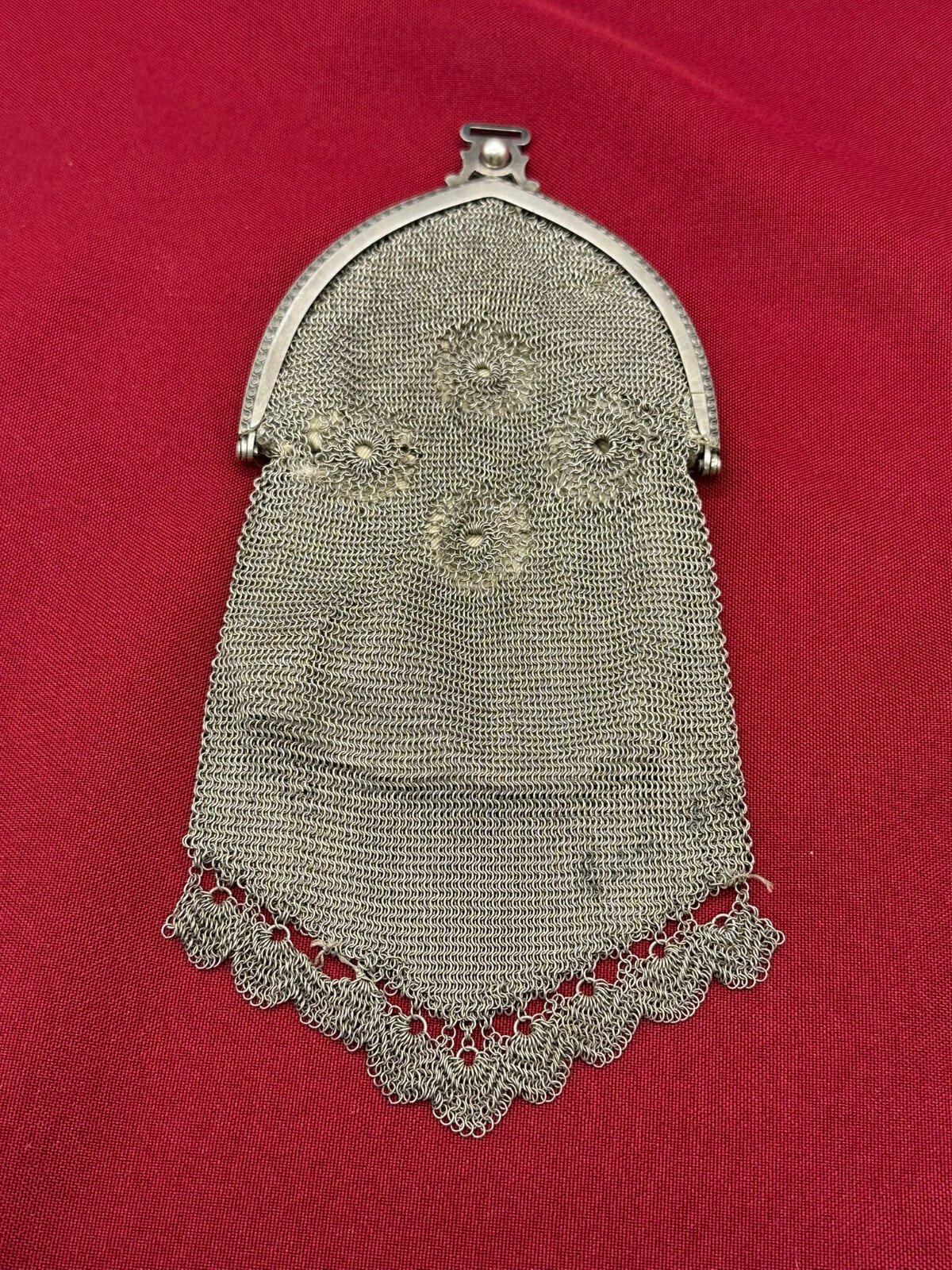 ANTIKE DAMEN HANDTASCHE KETTENTASCHE AUS ALPACA