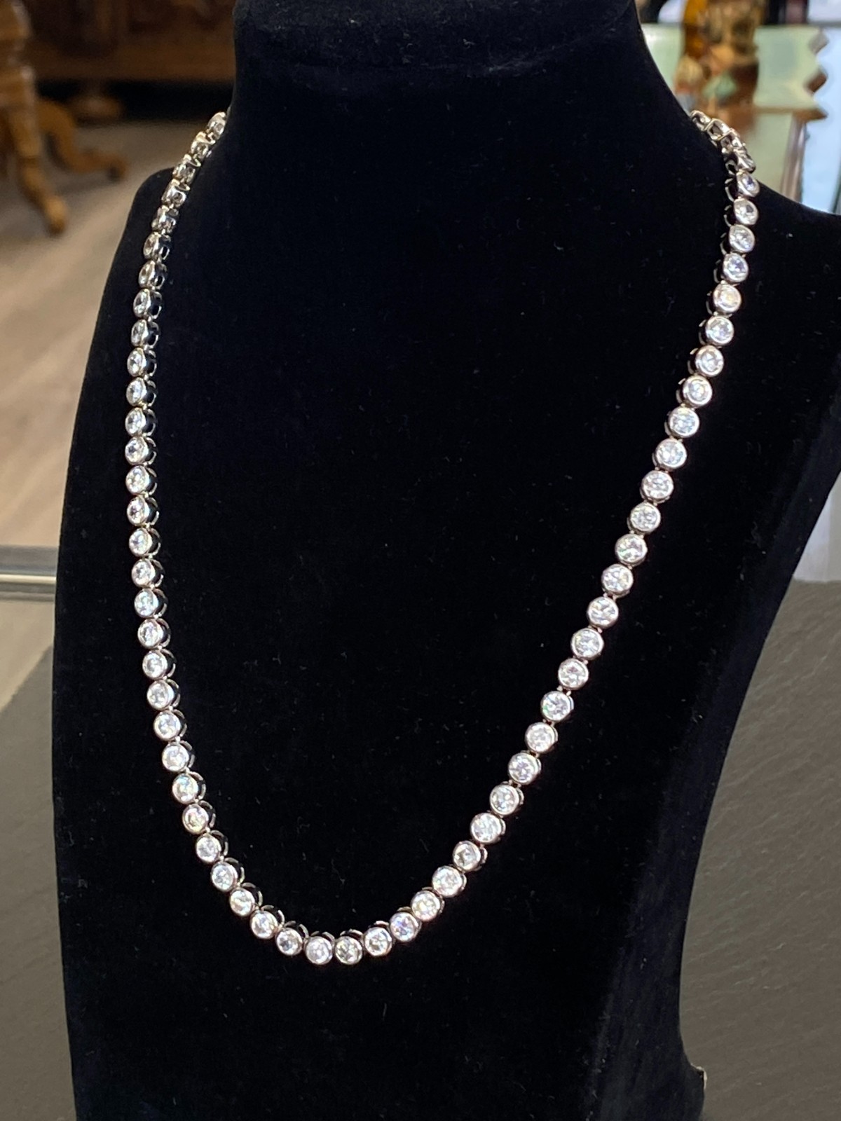 TENNIS HALSKETTE AUS STERLING SILBER 925 MIT GLAS BRILLANTEN