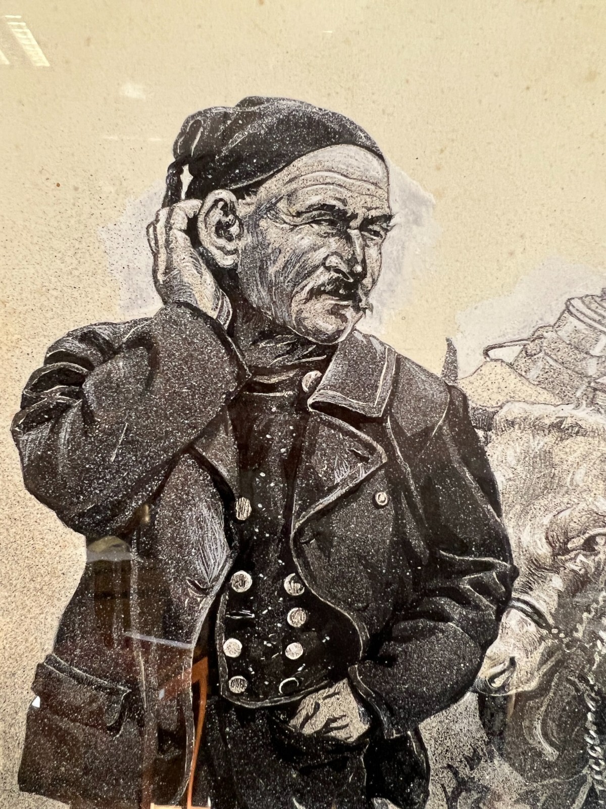 GRISAILLE AUF PAPIER PERSONEN BAUERN IN GESPRÄCH ALFRED HAUSHOFER (1872-1943) – Bild 3