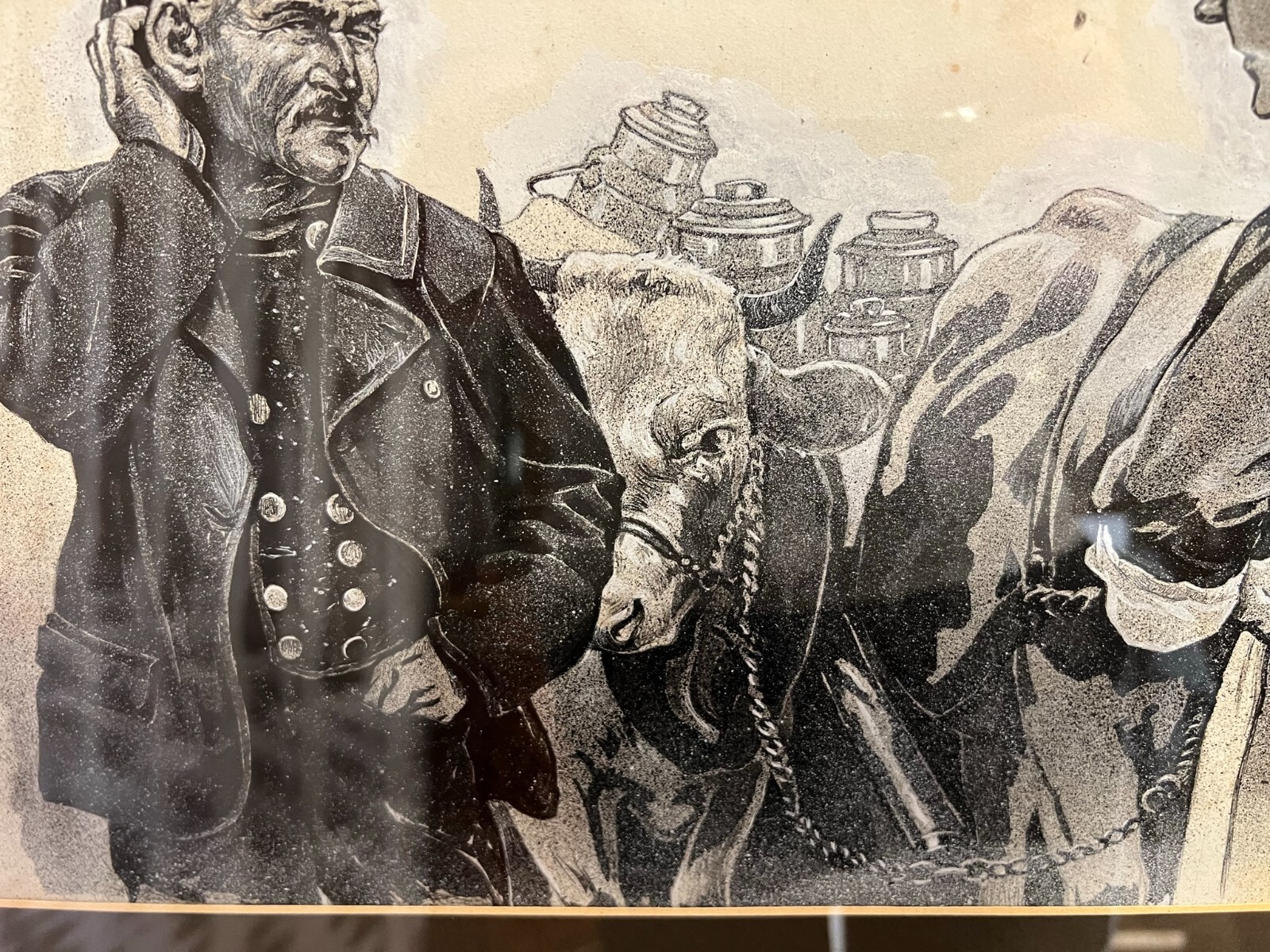 GRISAILLE AUF PAPIER PERSONEN BAUERN IN GESPRÄCH ALFRED HAUSHOFER (1872-1943) – Bild 8