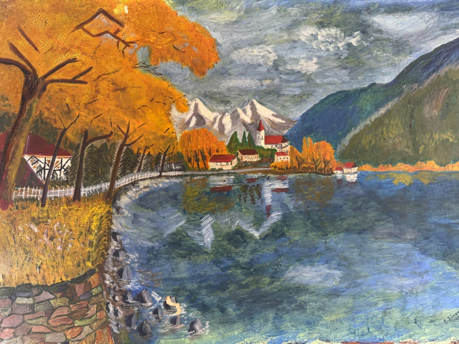 ÖLGEMÄLDE SEE LANDSCHAFT SIGNIERT E. JÜNEMANN