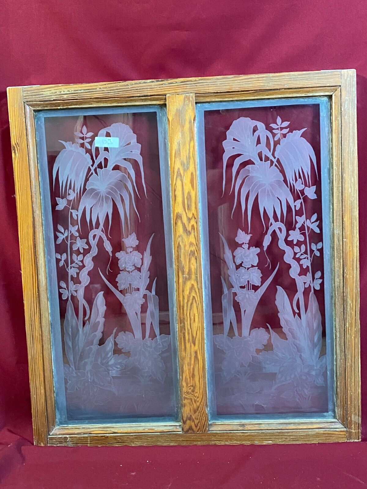 ANTIKE DOPPEL GLASSCHEIBE JUGENDSTIL UM 1890 SCHLANGE PALMEN – Bild 10