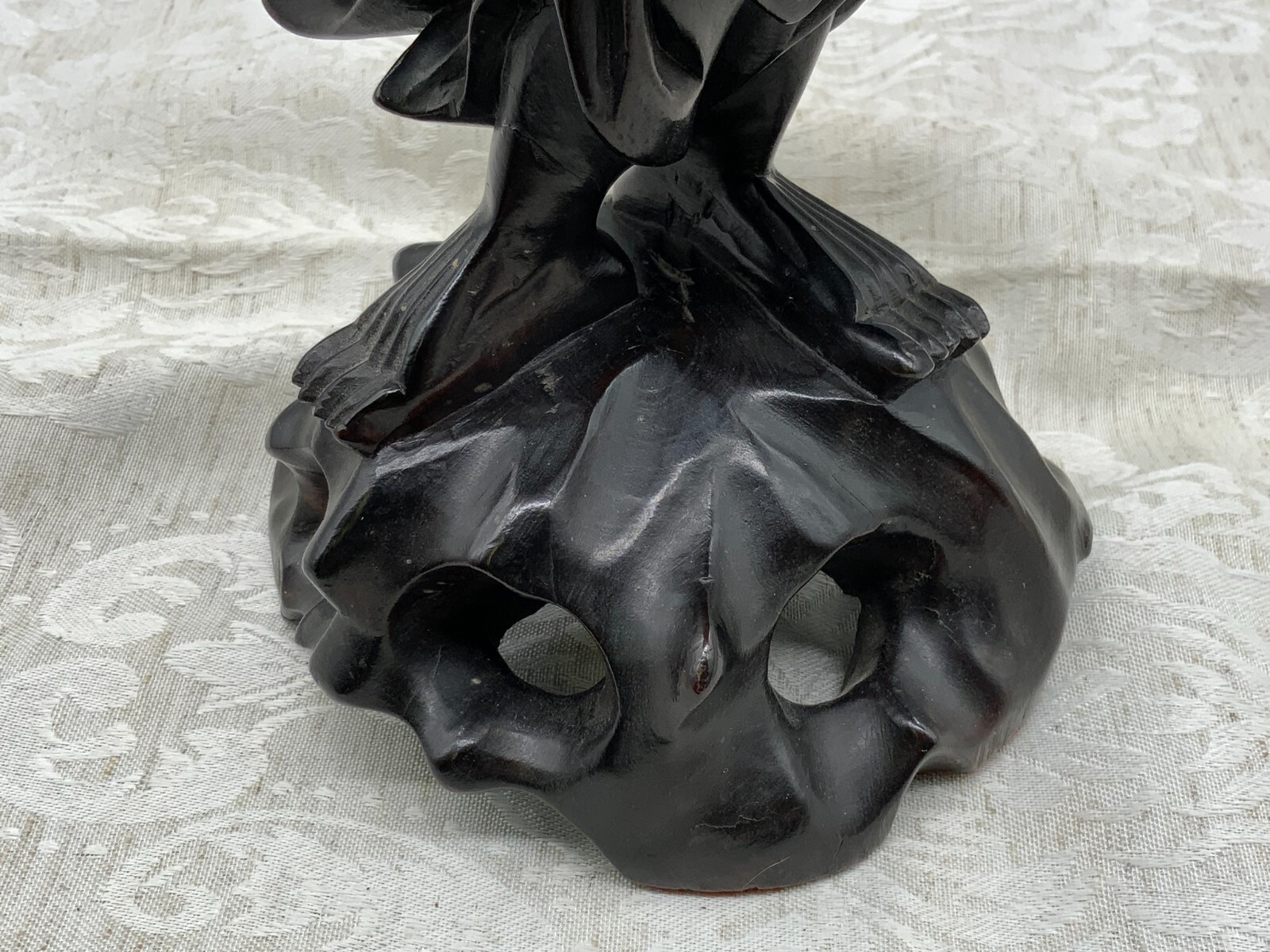 CHINA SKULPTUR AUS HOLZ MASSIV HANDGESCHNITZT STEHENDER MANN 37cm – Bild 8