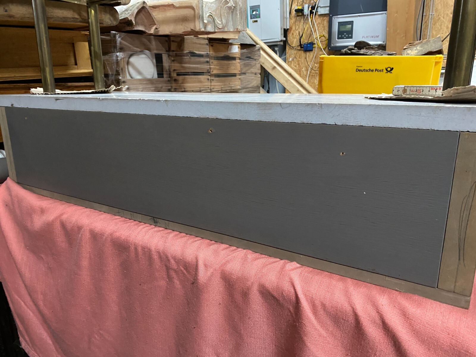 MODERNE WANDKONSOLE HOLZ MASSIV MIT SPECKSTEINPLATTE NATURSTEIN – Bild 11
