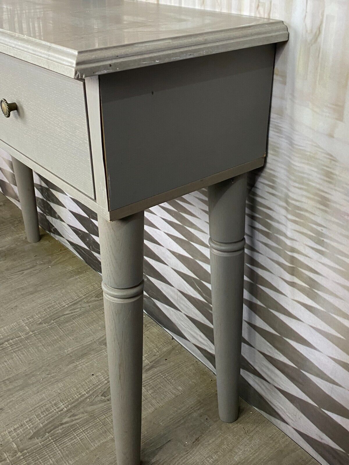 MODERNE WANDKONSOLE HOLZ MASSIV MIT SPECKSTEINPLATTE NATURSTEIN – Bild 6